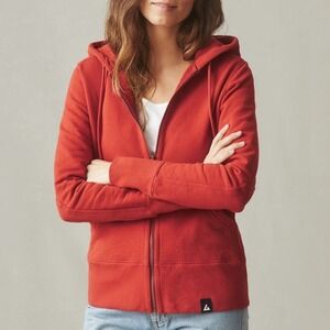 American Giant Hoodie Womens Large Red Fleece Lined Kangaroo Pocket Full Zip